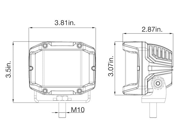 Ultra Bright Wide Angle 4 Inch by 3 Inch Rectangular LED Clear Spot-Flood Combination Light
