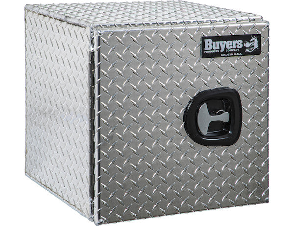 18x18x18 Inch Diamond Tread Aluminum Underbody Truck Box - Single Barn Door, Compression Latch