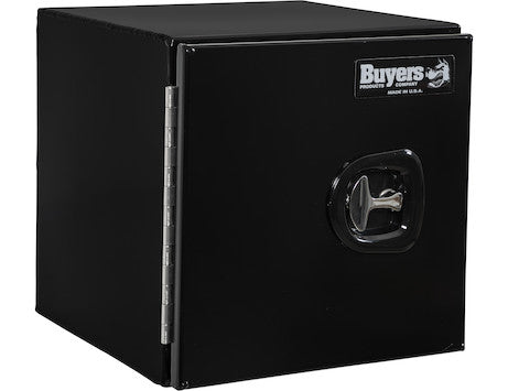 1705795 - 18x18x18 Inch Black Smooth Aluminum Underbody Truck Tool Box - Single Barn Door, Compression Latch