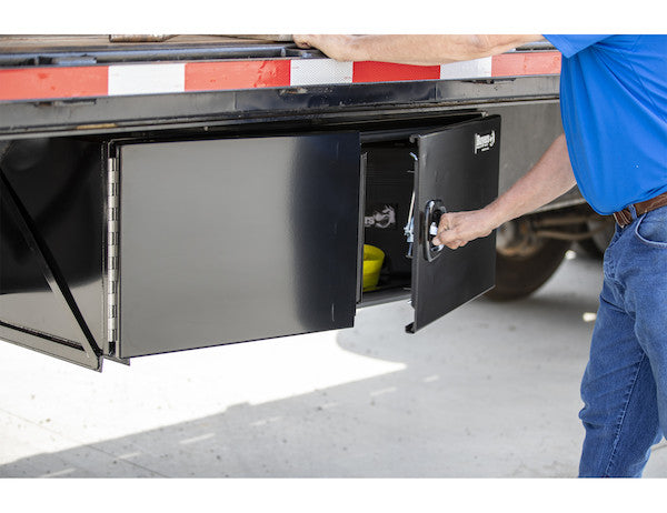 18x18x48 Inch Black Smooth Aluminum Underbody Truck Tool Box - Double Barn Door, 3-Point Compression Latch