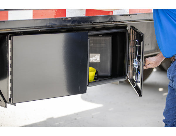24x24x60 Inch Pro Series Black Smooth Aluminum Underbody Truck Box with Barn Door - Double Barn Door, 3-point Compression Latch