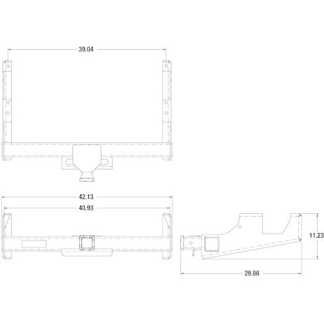 2-1/2 Inch Hitch Receiver For GM 2500/3500 Pickup Frame (bed delete) with Service Body (excluding short bed)