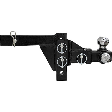 Adjustable Tri-Ball Hitch Solid Shank With Chrome Balls