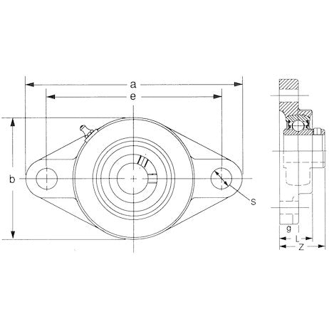 1-1/4 Inch Shaft Diameter Eccentric Locking Collar Style Flange Bearing - 2 Hole