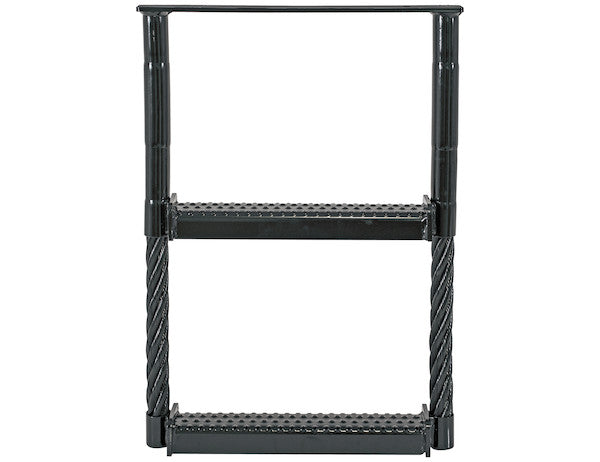 Black Powder Coated 2-Rung Cable Type Truck Step - 24 x 17.5 x 1.38 Inch Deep