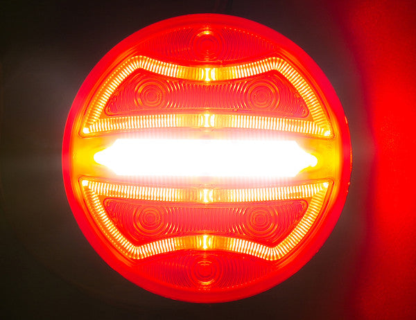 4 Inch Round Stop/Turn/Tail + Backup Combination Light with Light Stripe LED Tubes