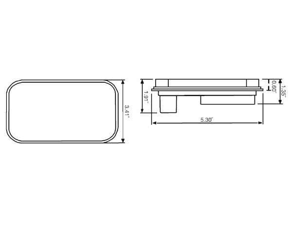 5.375 Inch Red Rectangular Stop/Turn/Tail Light Kit with 15 LEDs (PL-3 Connection, Includes Grommet and Plug)
