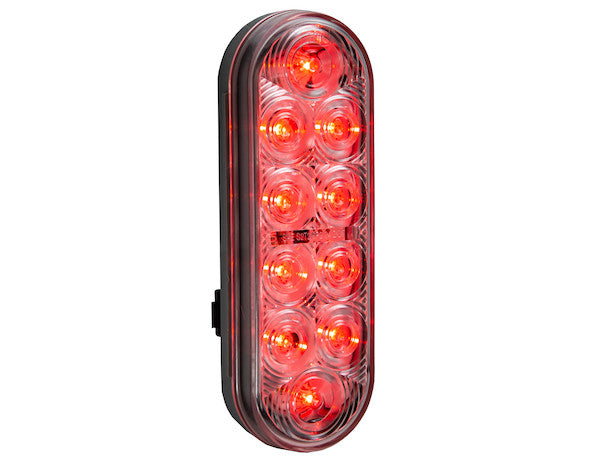 6 Inch Oval Stop/Turn/Tail Light With 10 Red LEDs, Clear Lens