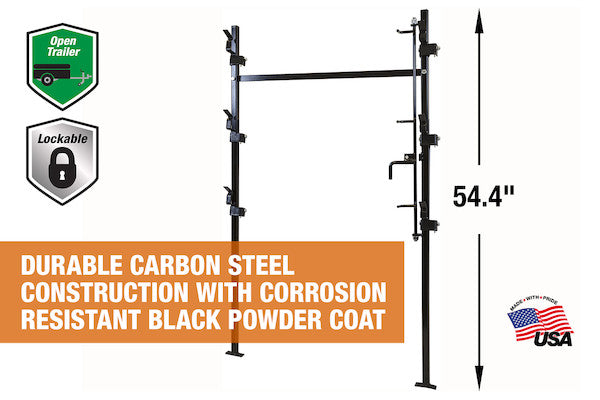 3-Position Snap-In Lockable Trimmer Rack for Open Landscape Trailers