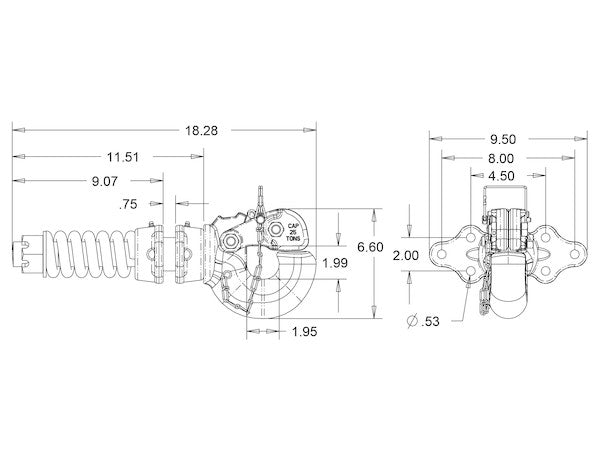 25 Ton Swivel Type Pintle Hook - Compares to Wallace #2044101