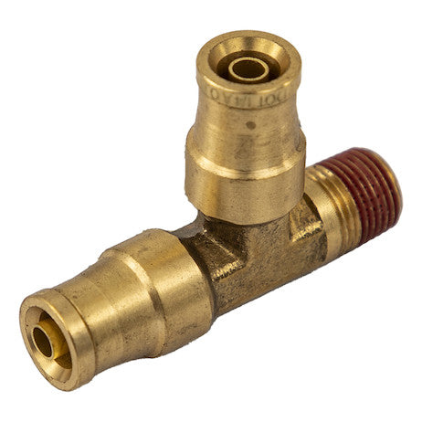 Brass DOT Push-In Male Run Tee 1/4 Inch Tube O.D. x 1/8 Inch Pipe Thread