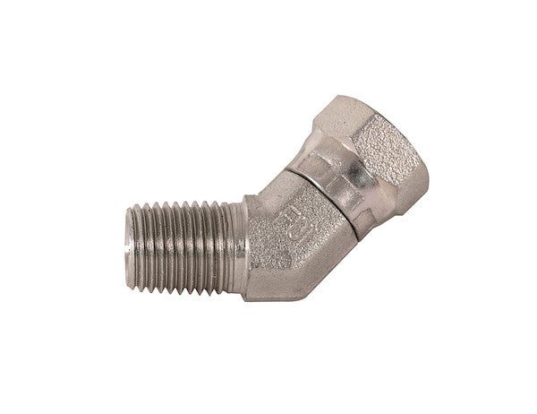 H9355X4X4 - 1/4-18 Inch NPSM Female Pipe Swivel To 1/4-18 Inch Male Pipe 45?? Elbow