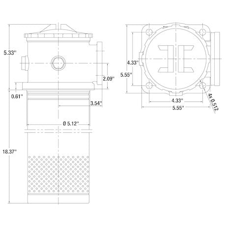 100 GPM In-Tank Filter 1-1/4 Inch NPT/10 Micron/25 PSI Bypass