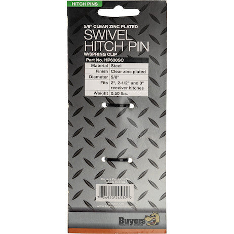5/8 x 5.0 Inch Clear Zinc Hitch Pin Assembly With Spring Clip