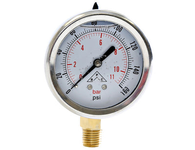 1051 - Silicone Filled Pressure Gauge - Stem Mount 0-100 PSI