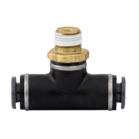 Brass/Poly DOT Push-In Swivel Male Branch Tee 1/4 Inch Tube OD x 1/8 Pipe Thread