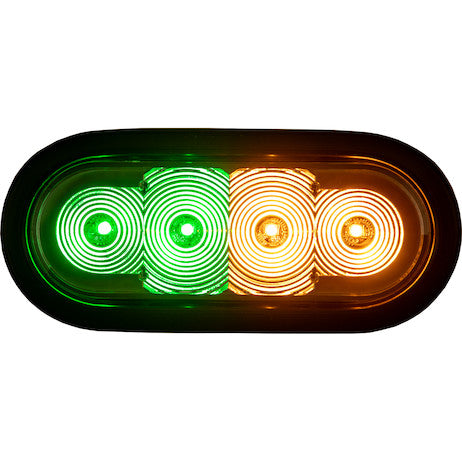 6 Inch LED Oval Strobe Light with Amber/Green LEDs and Clear Lens