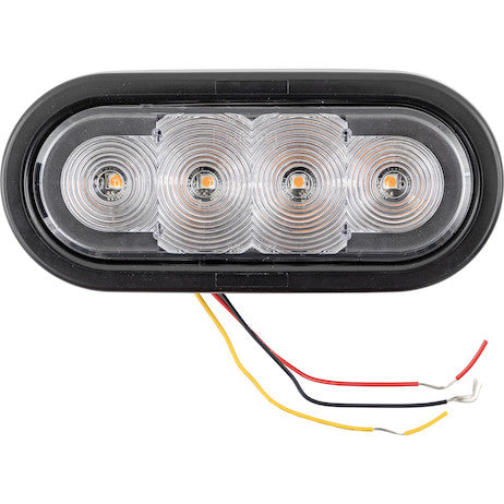 6 Inch LED Oval Strobe Light with Amber LEDs and Clear Lens