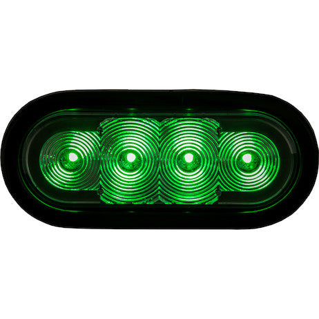 6 Inch LED Oval Strobe Light with Green LEDs and Clear Lens