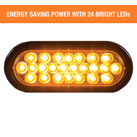 6 Inch Amber Oval Recessed Strobe Light With 24 LED
