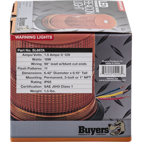 Class 1 6.1 Inch Tall LED Amber Beacon Light