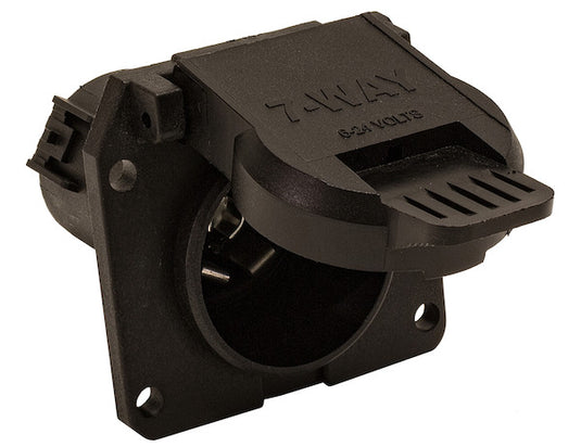 7-Way Black Plastic Flat Pin Truck Receptable with Twist Lock