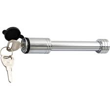 5/8 Inch Bone Style Locking Hitch Pin Assembly With Chrome Finish for 2 Inch, 2-1/2 Inch, and 3 Inch Receivers