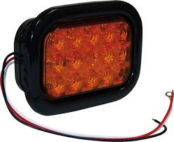 5.375 Inch Amber Rectangular Turn Signal Light Kit with 15 LEDs (PL-3 Connection, Includes Grommet and Plug)