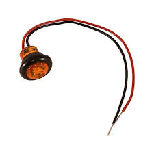 .75 Inch Round Marker Clearance Lights - 1 Amber LED with Stripped Leads