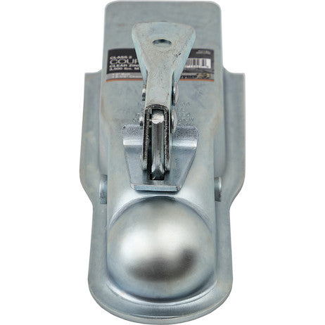 Straight Tongue Coupler - 2 Inch Ball,  2-1/2 Inch Channel, 300 Pound Tongue Weight, Zinc Plated