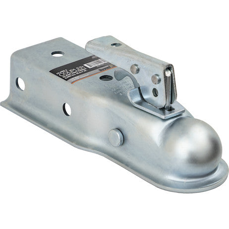 Straight Tongue Coupler - 2 Inch Ball,  2-1/2 Inch Channel, 300 Pound Tongue Weight, Zinc Plated