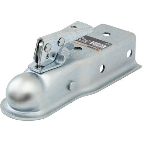 Straight Tongue Coupler - 2 Inch Ball,  2-1/2 Inch Channel, 300 Pound Tongue Weight, Zinc Plated