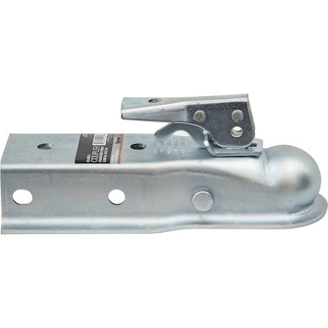 Straight Tongue Coupler - 2 Inch Ball,  2-1/2 Inch Channel, 300 Pound Tongue Weight, Zinc Plated