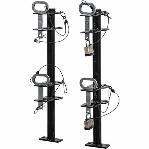 2 Position Channel-Style Lockable Trimmer Rack for Open Landscape Trailers