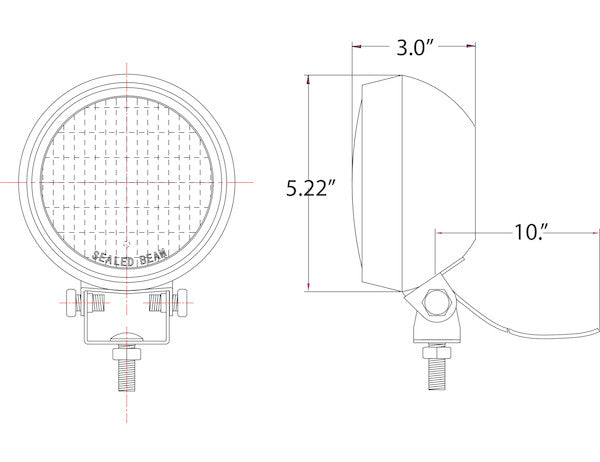 5 Inch Clear Round Incandescent Flood Light - Black Housing