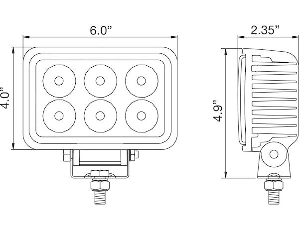 4 Inch by 6 Inch Rectangular LED Clear Flood Light with White Housing