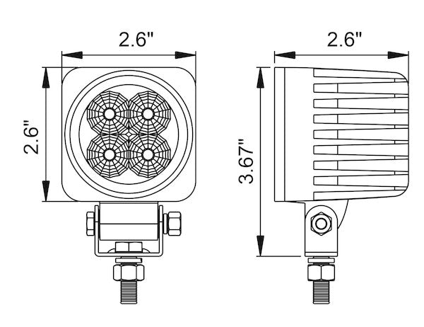 2.5 Inch Square LED Clear Flood Light