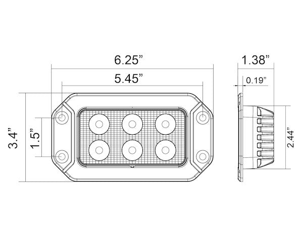 6.5 Inch by 3.5 Inch Rectangular LED Clear Flood Light