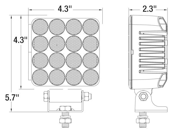 Ultra Bright 4.5 Inch LED Combination Flood/Strobe Light - Square