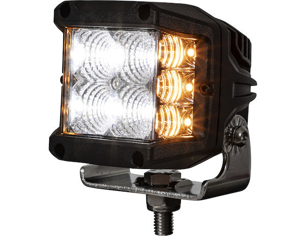 4 Inch Wide LED Flood Light with Strobe - Square Lens