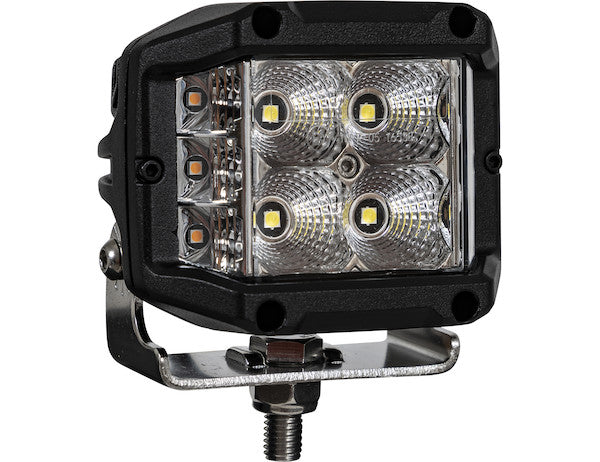 4 Inch Wide LED Flood Light with Strobe - Square Lens