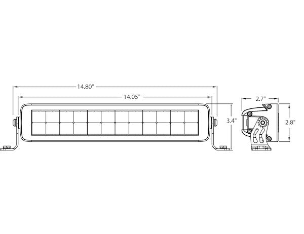 Edgeless Ultra Bright Combination Spot-Flood LED Light Bar - Dual Row, 14 Inch Width