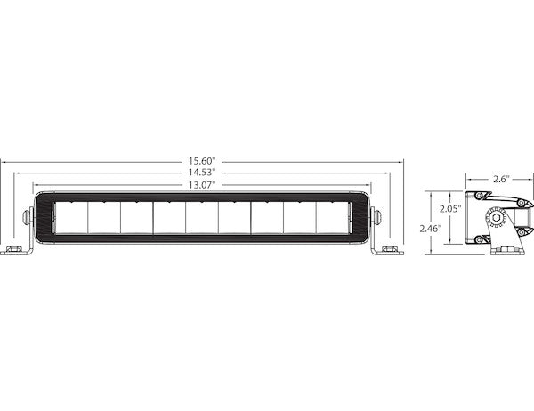 Edgeless Ultra Bright Combination Light Bar - Single Row, 13 Inch Width