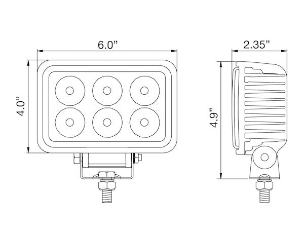 4 Inch by 6 Inch Rectangular LED Clear Spot Light With White Housing