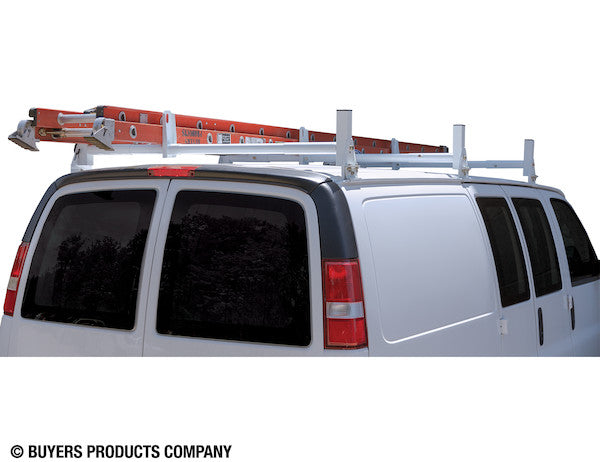 White Van Ladder Rack Set - 2 Bars And 2 Clamps