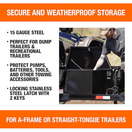 31 Inch Wide Gloss Black Powder Coated Steel Dump Trailer Pump Box For A-Frame Trailers