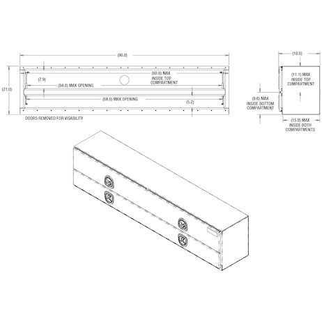21x18x90 Inch Diamond Tread Aluminum Heavy-Duty Flatbed Contractor With Lower Door