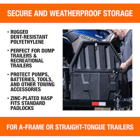 36 Inch Wide Black Poly Trailer Tongue Truck Box