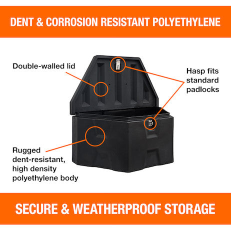 36 Inch Wide Black Poly Trailer Tongue Truck Box