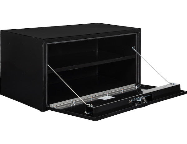 18x18x36 Inch Black Steel Underbody Truck Box with Built-In Shelf - 3-point Latch